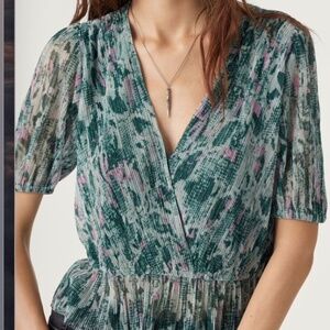 ba&sh Volpy Green with Metallic thread wrap top